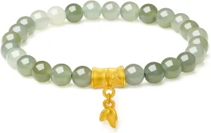 Luck Gift Healing Gemstone Bangles Energy Chakra Hetian Gem for Women Men 24K Gold Bracelet Jade Beaded surrounding militarily apace Bracelets Stretch Bead Chain Lucky Charm Jewelry Crystal Beads Feng Shui Green Stone Bangle Good 