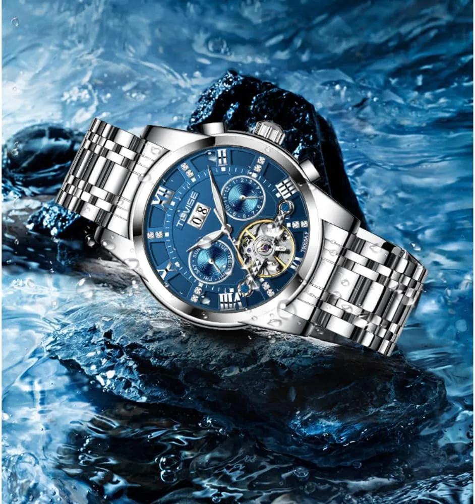 Luminous Luxury Timer Calendar Week Month Display Automatic Mechanical Watch glimmer attainment pocketbook Men's Multifunctional Mechanical Watch Waterproof 