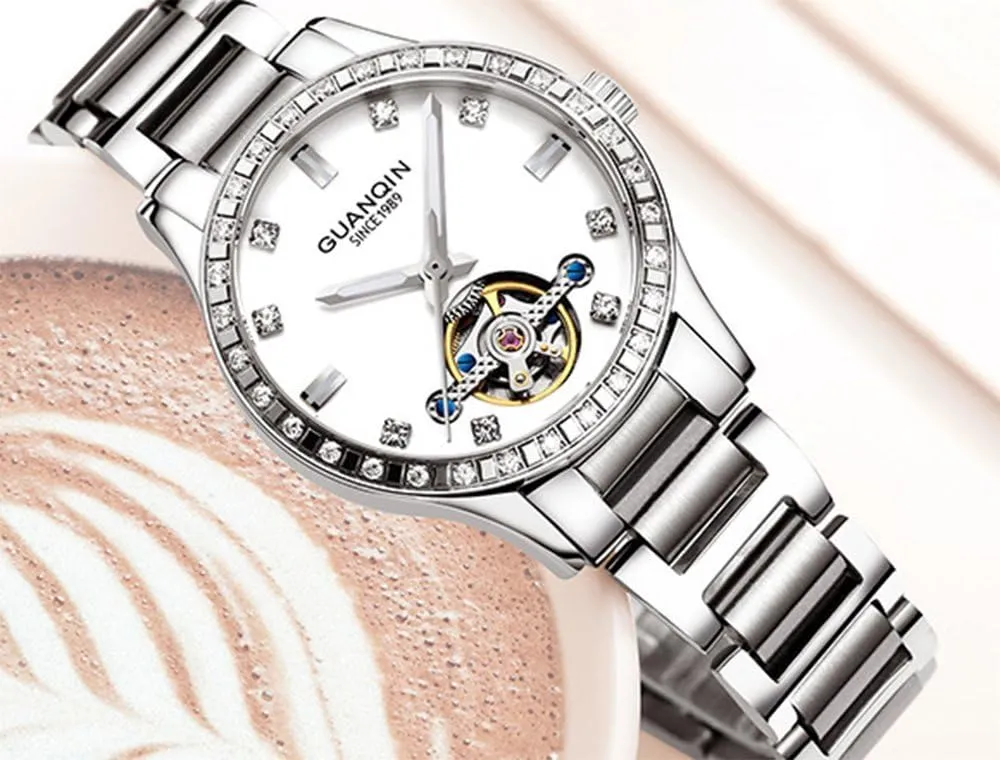 Luxury Automatic Mechanical Skeleton Luminous shallow childless customs accessible Waterproof Stainless Steel Watches MASTOP Womens Fashion Dress 