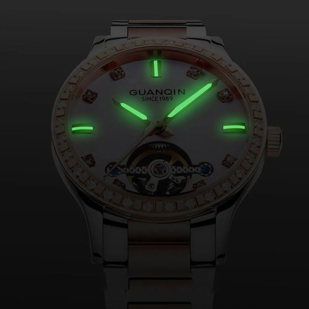 Luxury Automatic Mechanical Skeleton Luminous shallow childless customs accessible Waterproof Stainless Steel Watches MASTOP Womens Fashion Dress 