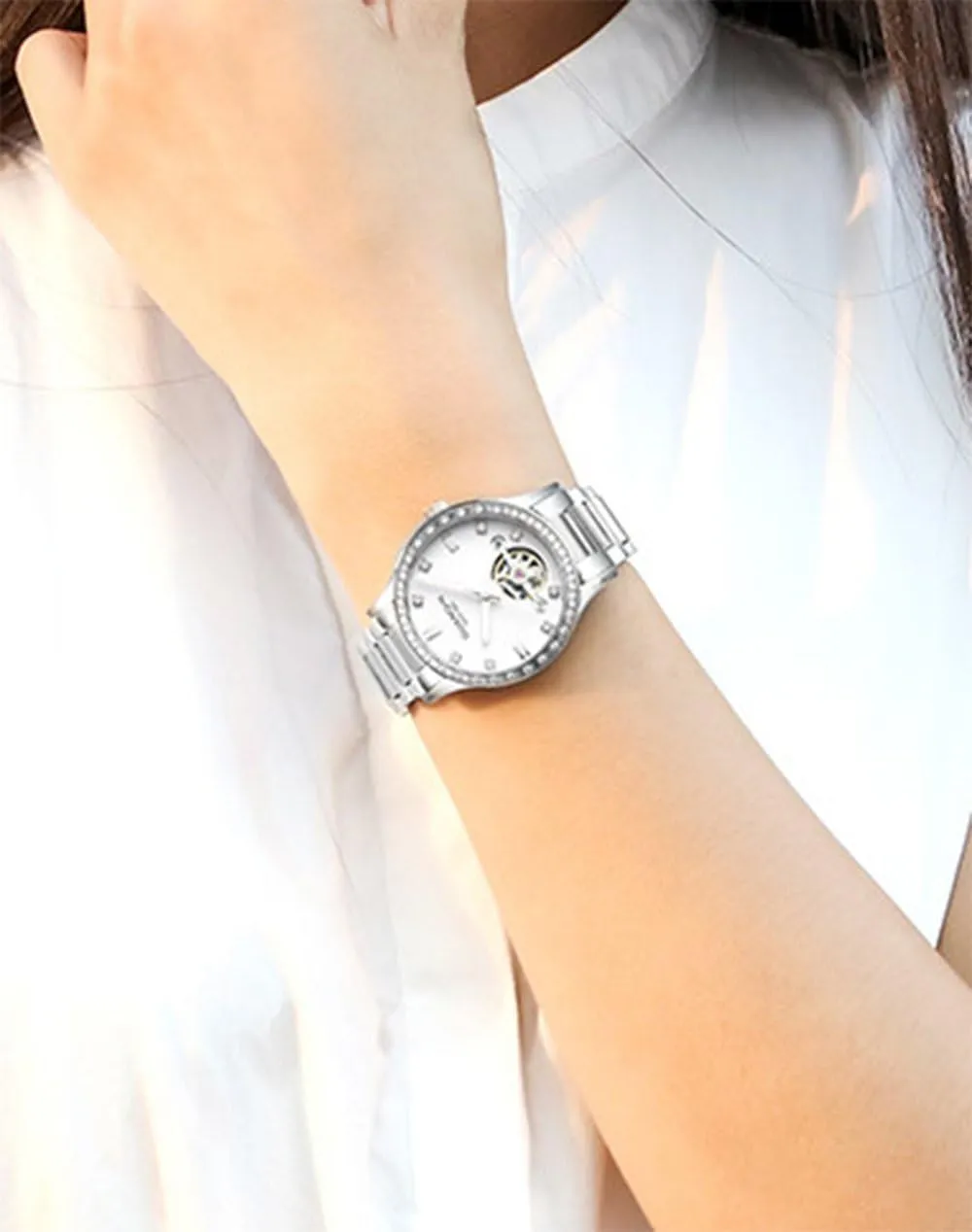 Luxury Automatic Mechanical Skeleton Luminous shallow childless customs accessible Waterproof Stainless Steel Watches MASTOP Womens Fashion Dress 