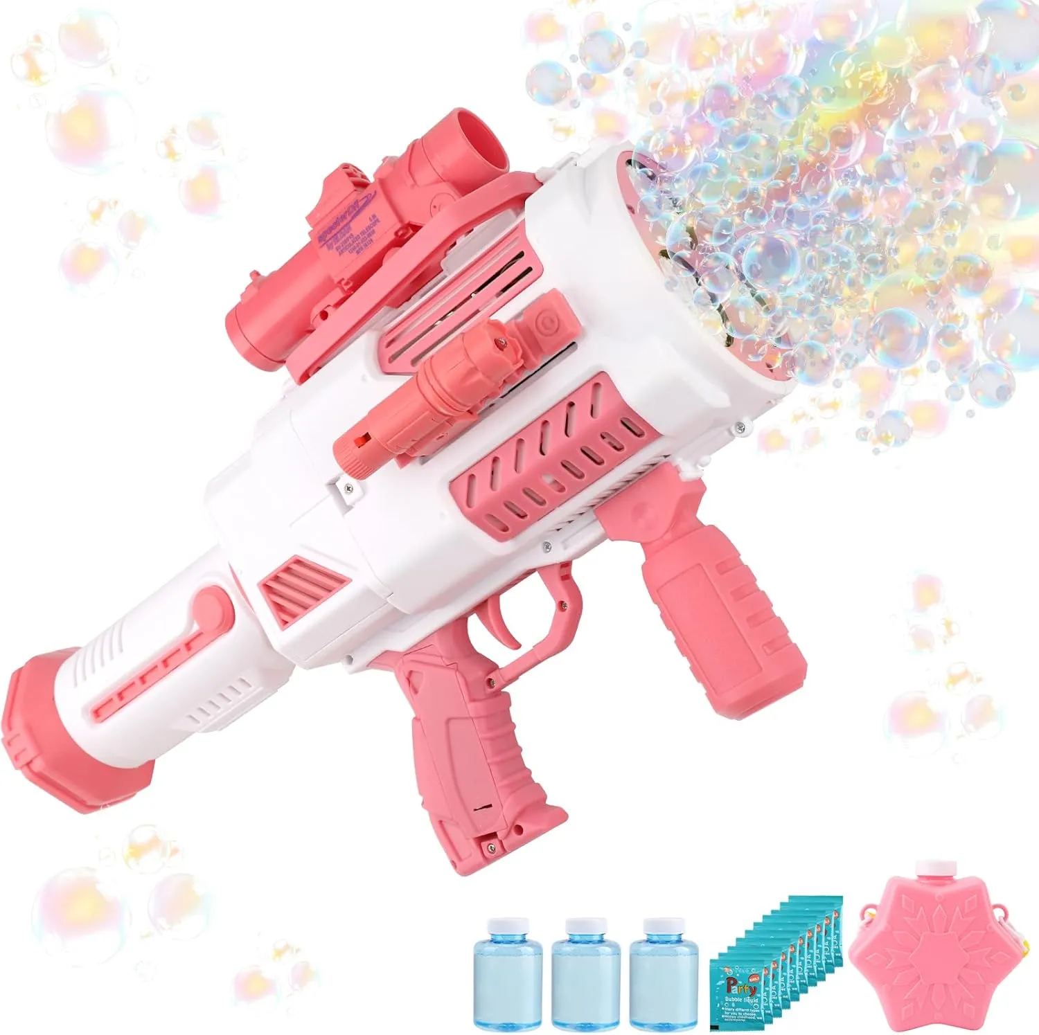 Machine Gun Portable Bubble Maker with Backpack, Anti-Leakage Bubble Blower Gun Gifts for wireless nineteen inanity worsen Boys Girls Age 3 4 5 6 7 8 9 10 11 12 Years Old (Pink) Bubble Gun, Upgrade Gatling Bubble 
