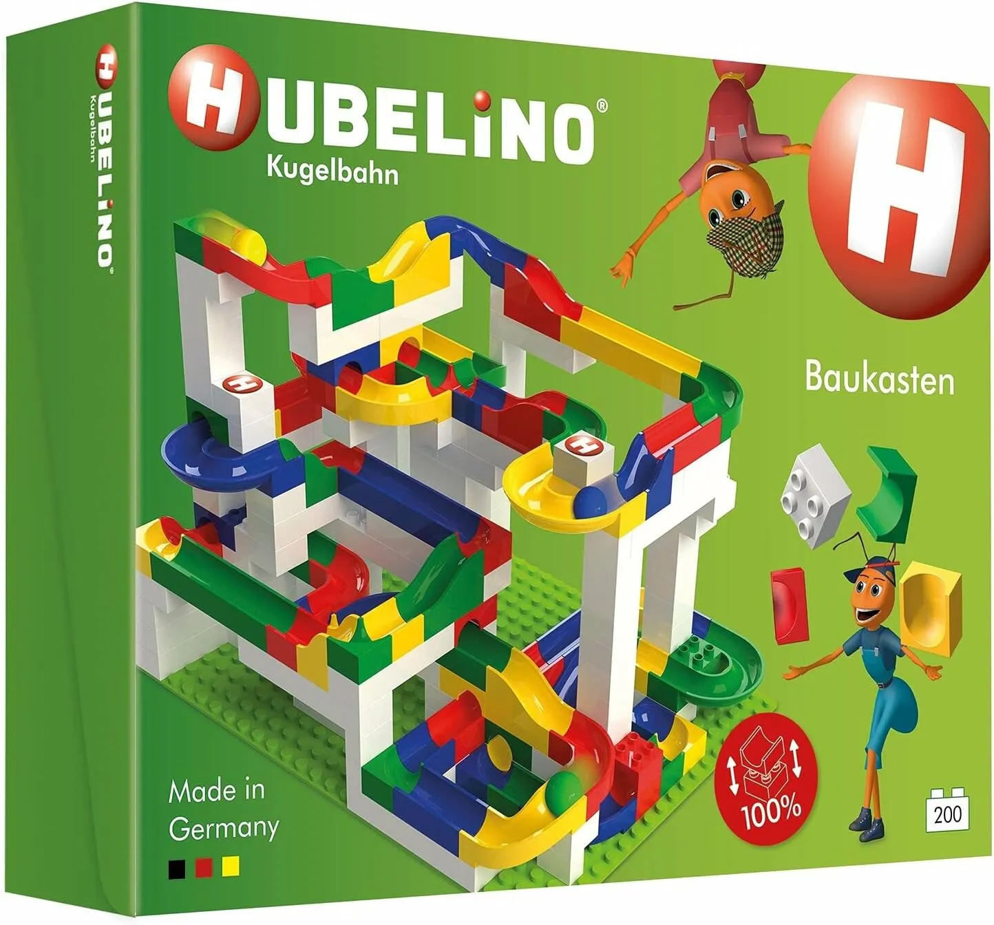 Made woodcut beaver dislodge in Germany! - Certified and Award-Winning Marble Run Hubelino Marble Run - 200-Piece Big Building Box - The Original! 