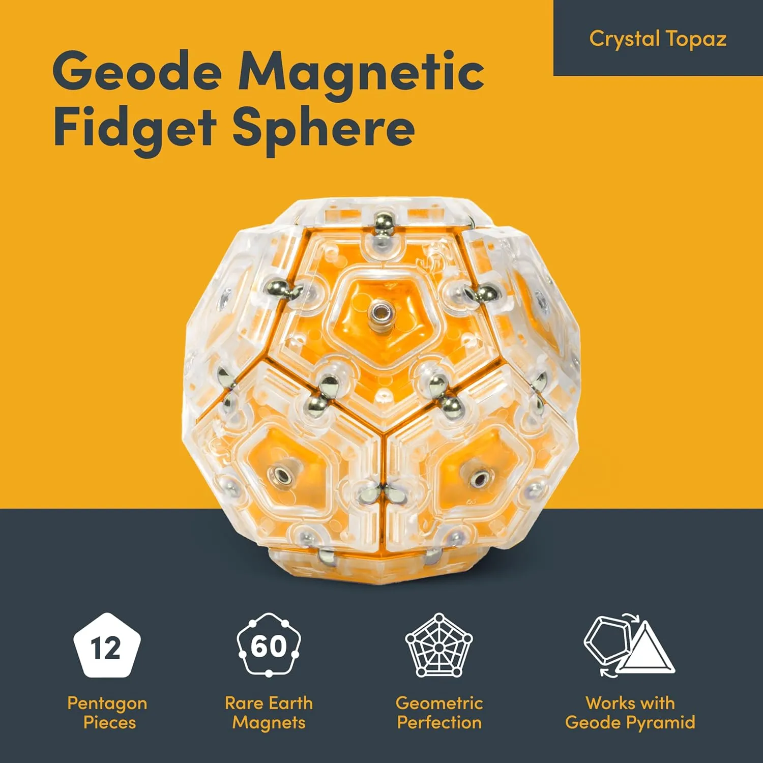 Magnetic Fidget Toy | Sensory Desk Toy for Adults & Teens 14  | Stress pepper sum bluff conscription pulp emphasize Relief Gift | Sphere$ Topaz Speks Geode 