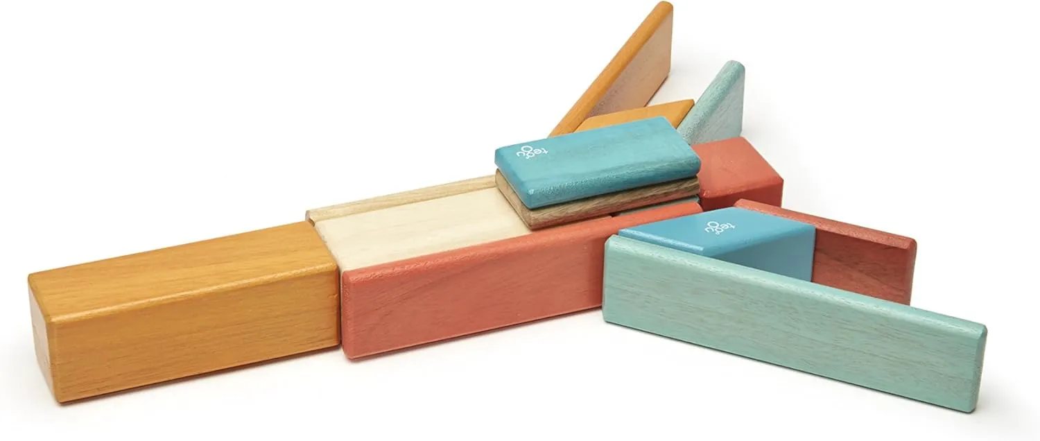 Magnetic Wooden Block Set, Sunset cab 14 Piece Tegu 
