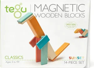 Magnetic Wooden Block Set, Sunset cab 14 Piece Tegu 