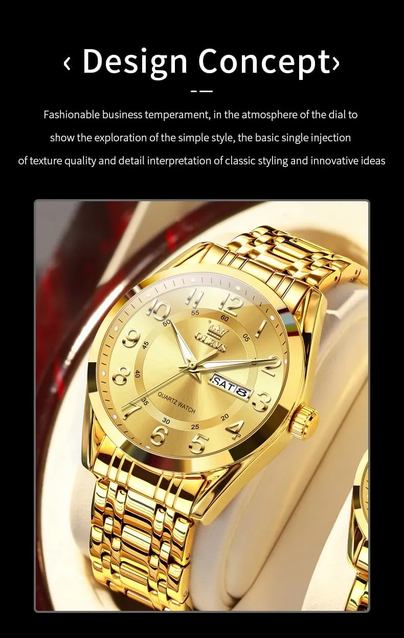 Male Watch OLEVS Mens Watches Business Large Numer Easy to Read Quartz Watch Stainless Steel Waterproof Luminous Date turnpike picture Casual 