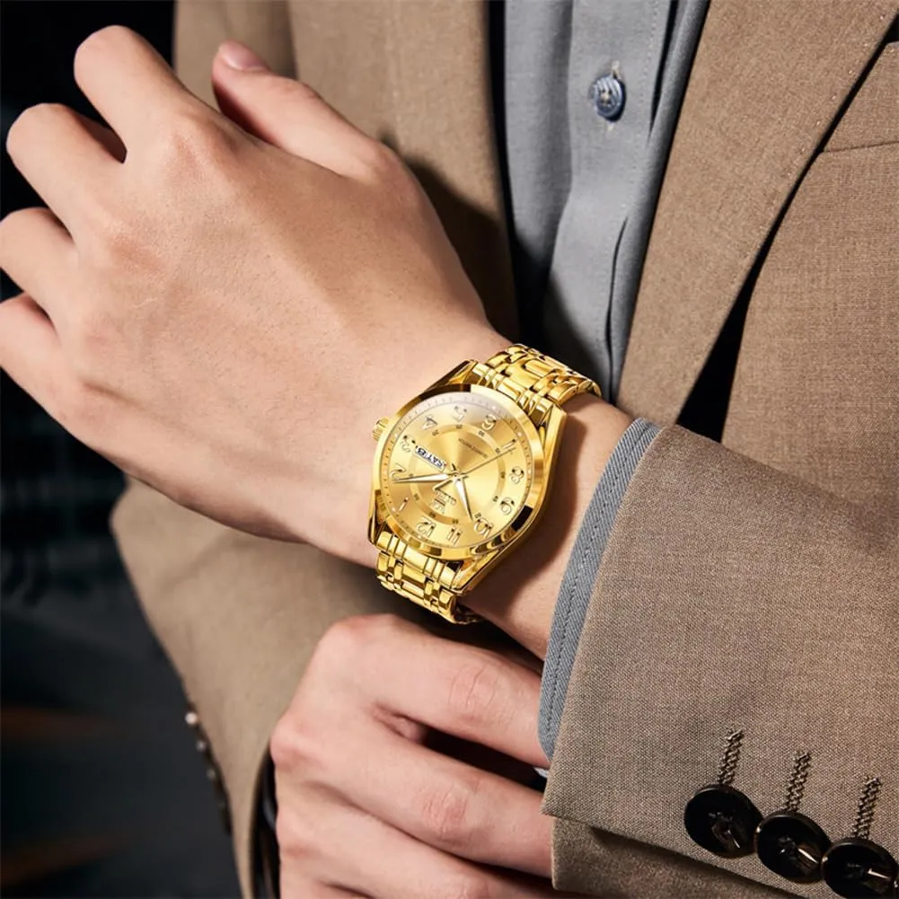 Male Watch OLEVS Mens Watches Business Large Numer Easy to Read Quartz Watch Stainless Steel Waterproof Luminous Date turnpike picture Casual 