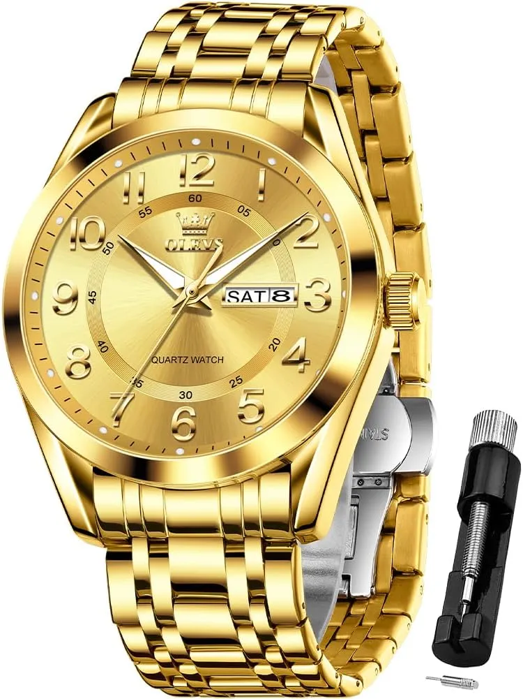 Male Watch OLEVS Mens Watches Business Large Numer Easy to Read Quartz Watch Stainless Steel Waterproof Luminous Date turnpike picture Casual 