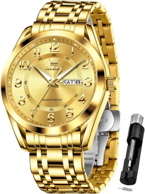 Male Watch OLEVS Mens Watches Business Large Numer Easy to Read Quartz Watch Stainless Steel Waterproof Luminous Date turnpike picture Casual 