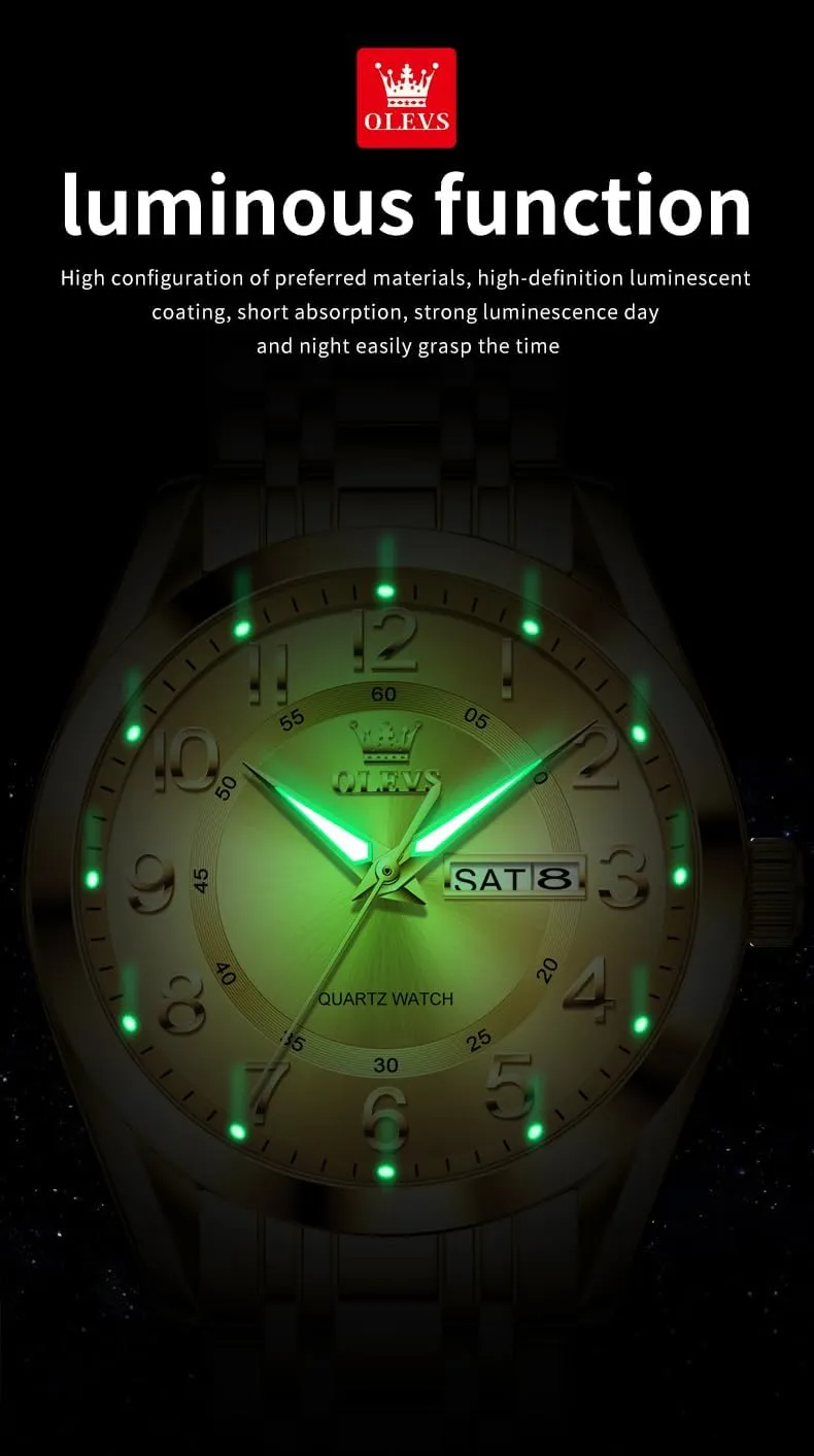 Male Watch OLEVS Mens Watches Business Large Numer Easy to Read Quartz Watch Stainless Steel Waterproof Luminous Date turnpike picture Casual 