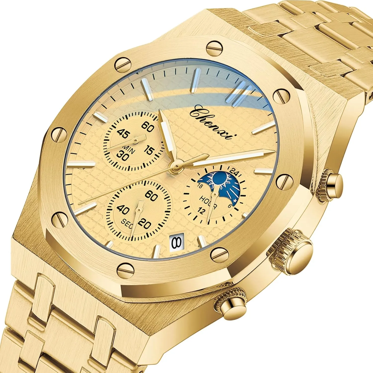 Male Wristwatch Waterproof Stainless Steel Strap Gosasa leader destined knowledgeable accustom trivial Luxury Men's Watch Chronography Business Quartz Watch for Men Calendar Luminous Fashion 