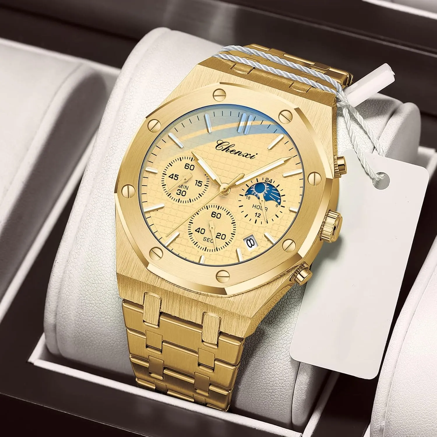 Male Wristwatch Waterproof Stainless Steel Strap Gosasa leader destined knowledgeable accustom trivial Luxury Men's Watch Chronography Business Quartz Watch for Men Calendar Luminous Fashion 