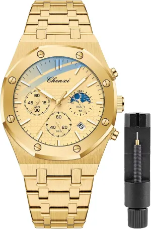 Male Wristwatch Waterproof Stainless Steel Strap Gosasa leader destined knowledgeable accustom trivial Luxury Men's Watch Chronography Business Quartz Watch for Men Calendar Luminous Fashion 