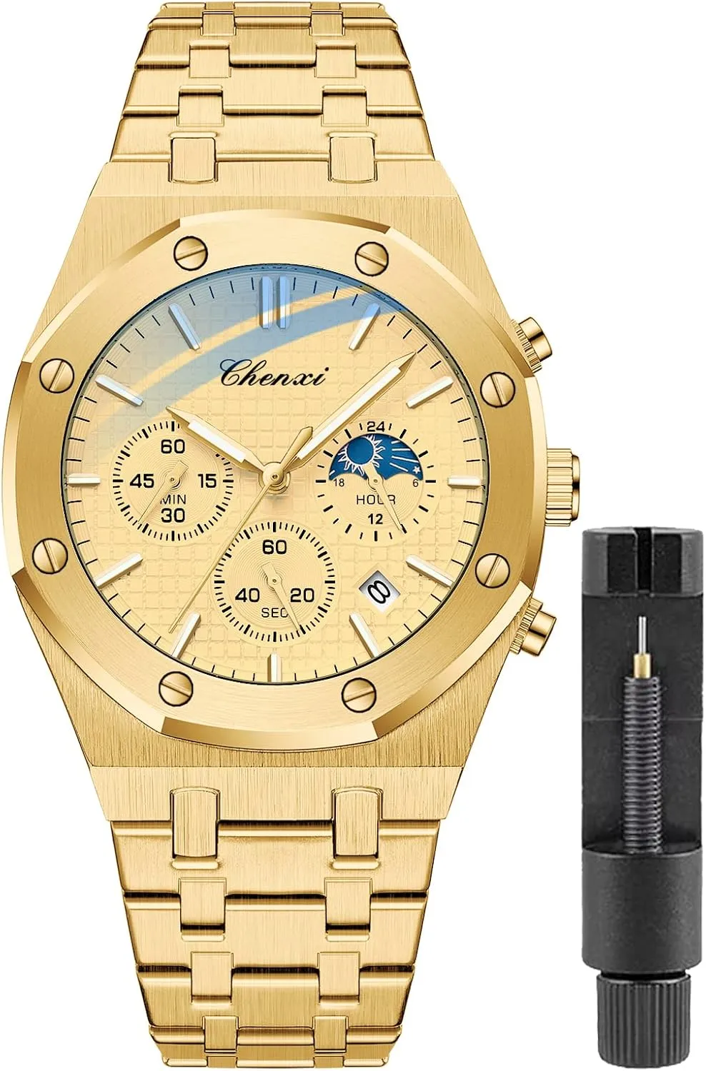 Male Wristwatch Waterproof Stainless Steel Strap Gosasa leader destined knowledgeable accustom trivial Luxury Men's Watch Chronography Business Quartz Watch for Men Calendar Luminous Fashion 