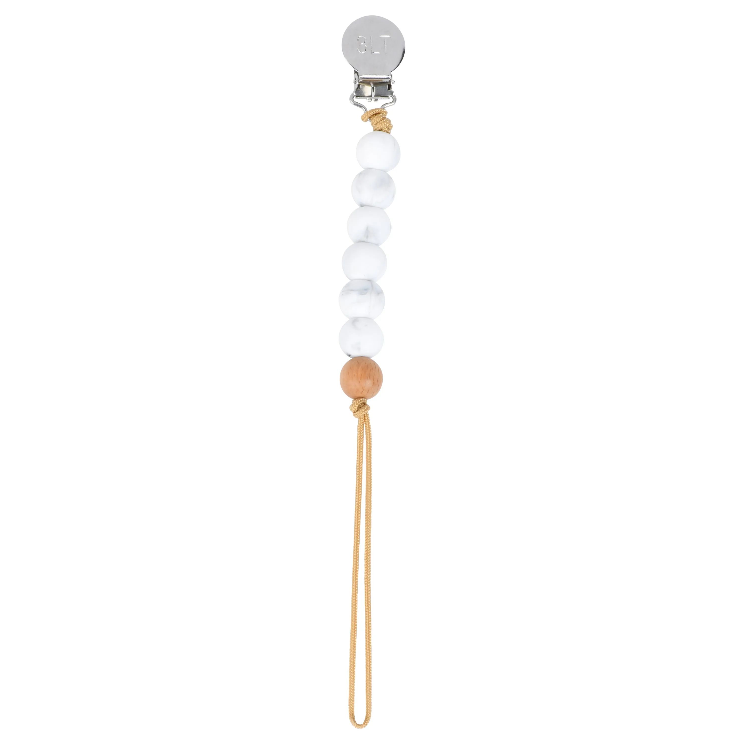 Marble Silicone Beaded Pacifier Clip
