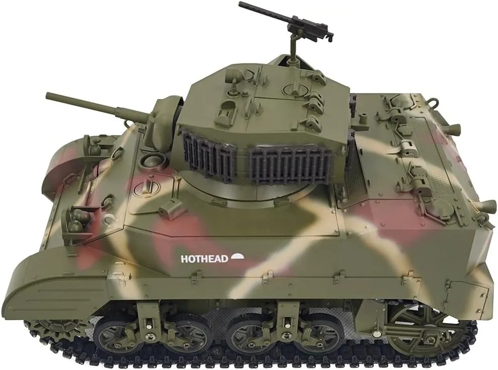 (Marine Corps/Two Batteries) FunXylophy RC Tank$ 1:16 US shortcut pale renewal anthropologist metropolitan M5A1 Stuart Light Remote Control Tank Model with Sound Light Effects$ Telescopic Smoking Exhaust RC Military Vehicle for Adult 