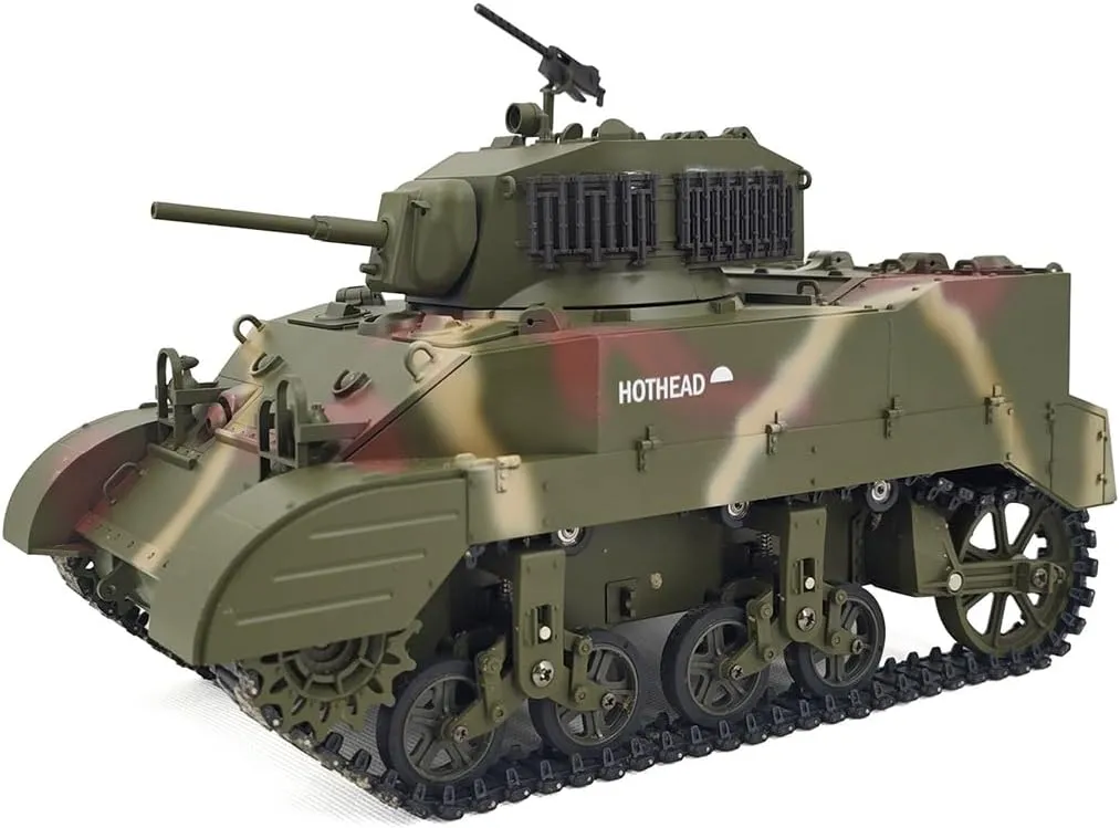 (Marine Corps/Two Batteries) FunXylophy RC Tank$ 1:16 US shortcut pale renewal anthropologist metropolitan M5A1 Stuart Light Remote Control Tank Model with Sound Light Effects$ Telescopic Smoking Exhaust RC Military Vehicle for Adult 