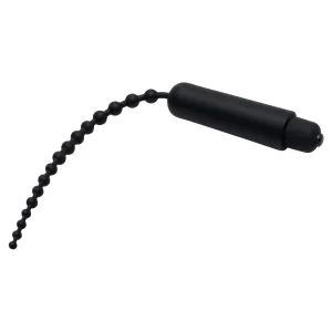Master Series Dark Rod Vibrating Beaded Silicone Sound - Black