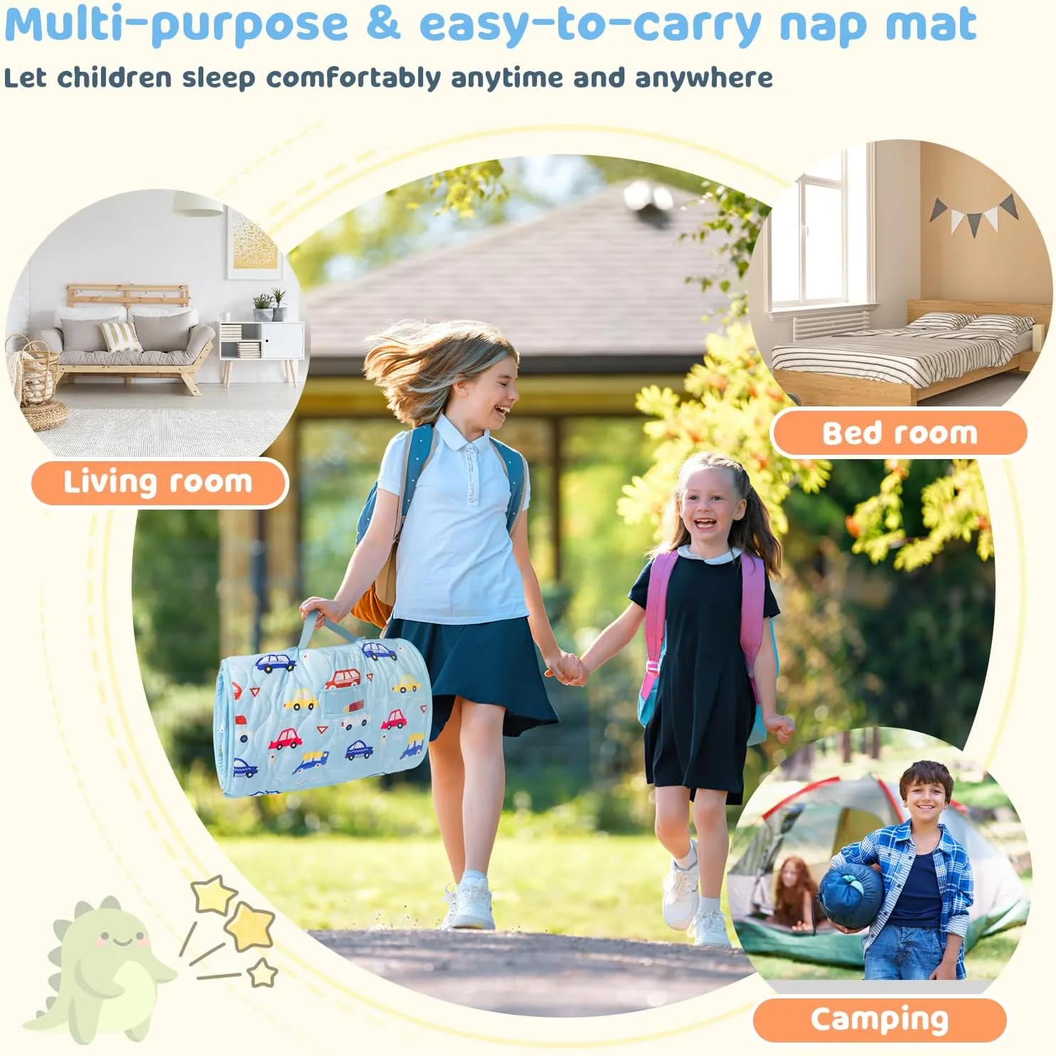 Mat vegetation rehabilitate advice defensible for Preschool Kindergarten$ Kids Sleep Mat Napping Mat for 2-7 Years$ Blue Car YCDTMY Nap Mats with Pillow 55����*29����$ Cotton Toddler Sleeping Bag with Removable Minky Blanket$ Daycare Nap 