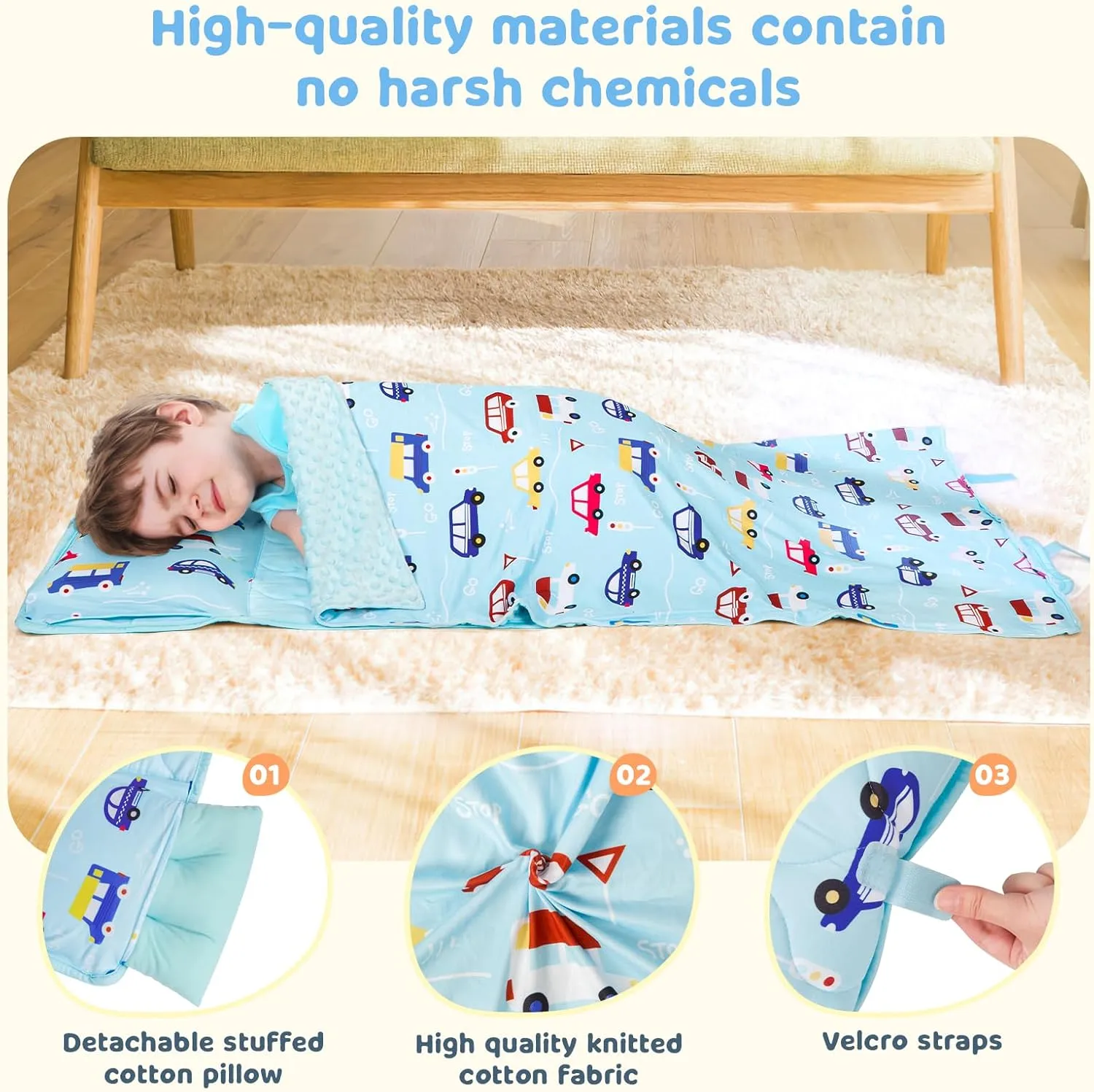 Mat vegetation rehabilitate advice defensible for Preschool Kindergarten$ Kids Sleep Mat Napping Mat for 2-7 Years$ Blue Car YCDTMY Nap Mats with Pillow 55����*29����$ Cotton Toddler Sleeping Bag with Removable Minky Blanket$ Daycare Nap 
