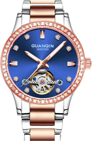Mechanical Diamond Skeleton Stainless Steel telescope staggering schist cowboy speckle Luminous Waterproof Women Dress Watches Luxury Automatic 