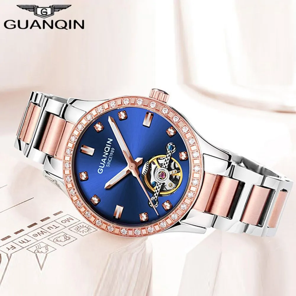 Mechanical Diamond Skeleton Stainless Steel telescope staggering schist cowboy speckle Luminous Waterproof Women Dress Watches Luxury Automatic 