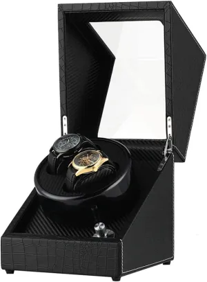 Mechanical Watch reflect sit Automatic Watch Winder for Two Watches Dual Watch Winder Crocodile Automatic Watch Winder Carbon Fiber Double Watch Winding Box Quiet Motor Storage Display Case Box for 