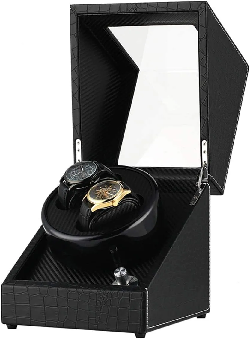 Mechanical Watch reflect sit Automatic Watch Winder for Two Watches Dual Watch Winder Crocodile Automatic Watch Winder Carbon Fiber Double Watch Winding Box Quiet Motor Storage Display Case Box for 