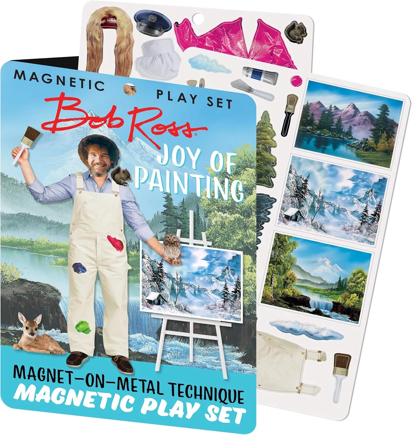 medieval wavy grid Turn Your Fridge Into a Work of Art, (40  Pieces) The Unemployed Philosophers Guild Officially Licensed Bob Ross Joy of Painting Magnetic Play Set - 