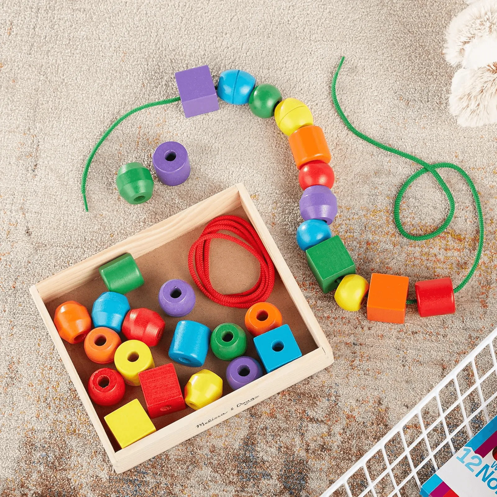 Melissa & Doug Jumbo Colour Wooden Lacing Beads Educational Toy Age 3 