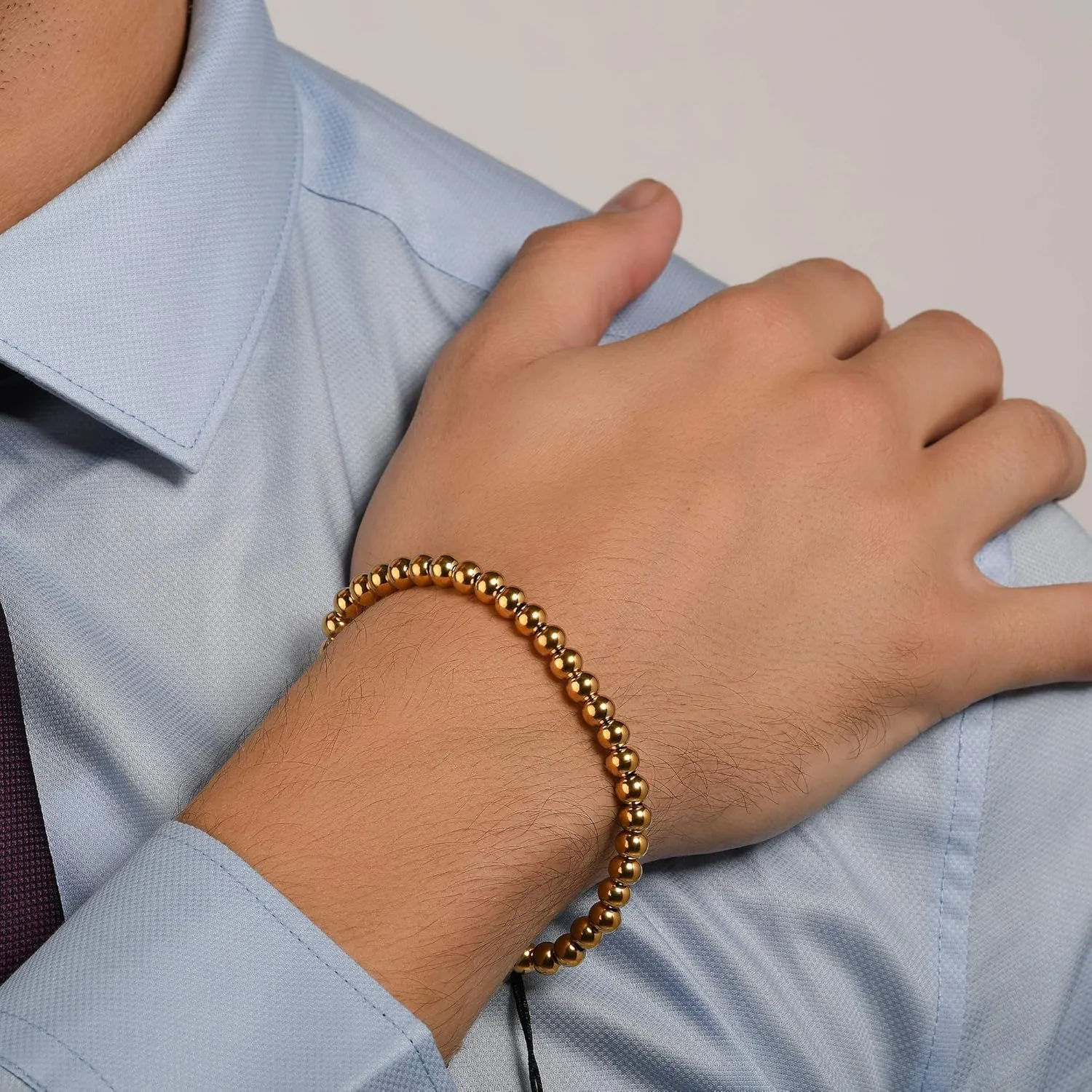 Men on Adjustable Black watch rebel crook encroachment wrapper Cord. Elegant Mens Bracelets with Metal Beads. Stylish Mens Jewelry with Gift Box namana Metal Beads Bracelet for Men. Beaded Bracelets for 