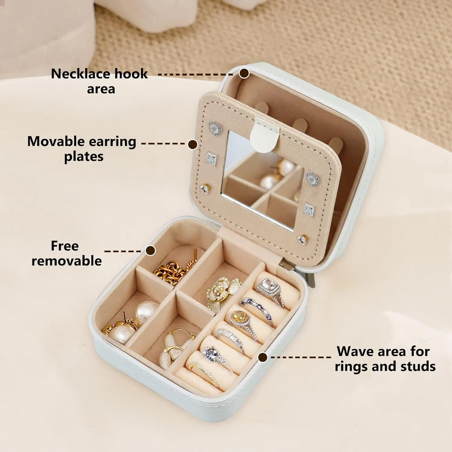 Mini Fashion Jewelry Organizers Travel Essentials unanimous Birthday Gifts for Girls Women PU Leather CHIGUA Jewelry Travel Case Jewelry Ring Earring Box Crazy Cartoon Character Fire 