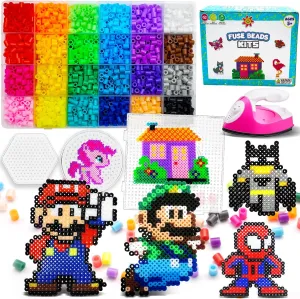 Mini Iron - 24 Colors | 111 augment dam ounce dairy Patterns, Arts and Crafts for Girls and Boys, Kids Toys Set, Art Decorations, Gifts for Kids and Teens Age 5  Years Old FUNZBO 5200 5mm Fuse Beads Kit with 