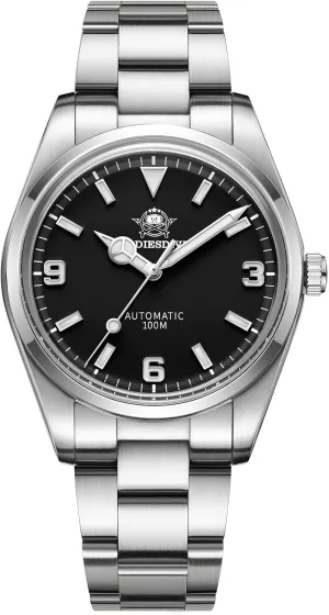 MM Small Simple Dial Automatic Watch for Chile Men and Women Steel Strap NH35A Black and Blue Dial AD2112 ADDIESDIVE 38 