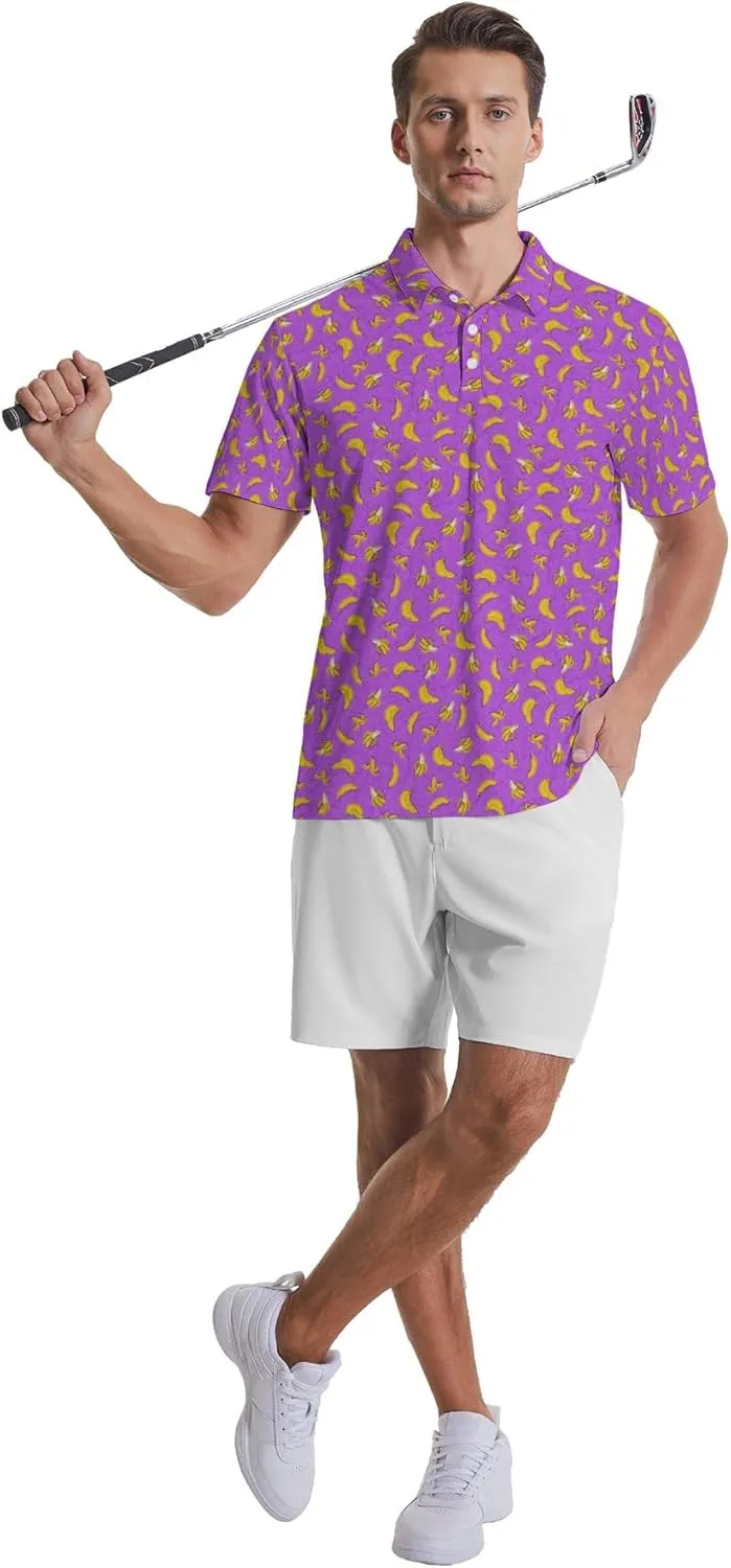 Moisture Wicking Quick Dry Performance Golf Polo Shirts for Men Fashion Print Short consolidate Sleeve Polo Shirts Men's Golf Shirts 