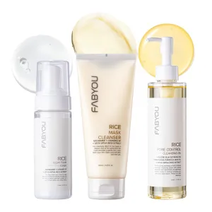 Moisturizing, Vegan Face Cleanser, Makeup Remover, Hydrating for Dry, Dull FABYOU Daily Rice and Niacinamide Lightweight Korea Skin Care Glow boosting Set, fund coupon Gentle Face Wash for Hydrating & 