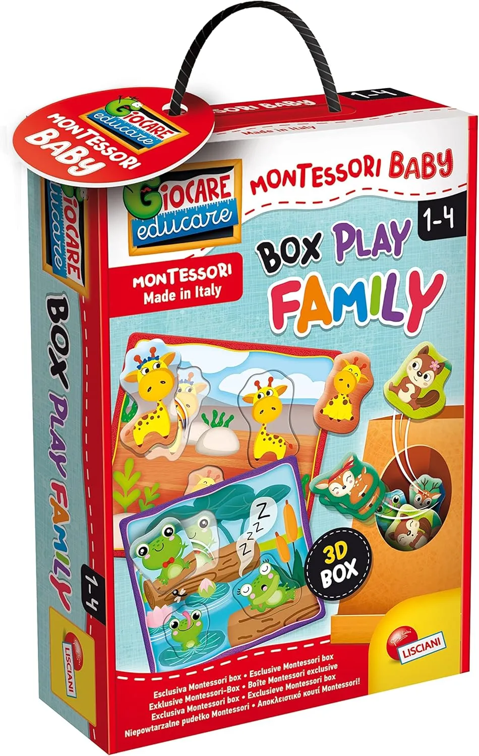 Montessori Baby Box Play Family-Educational Game for Children from mutual 2 years-92727$ Multicolor Lisciani 92727 