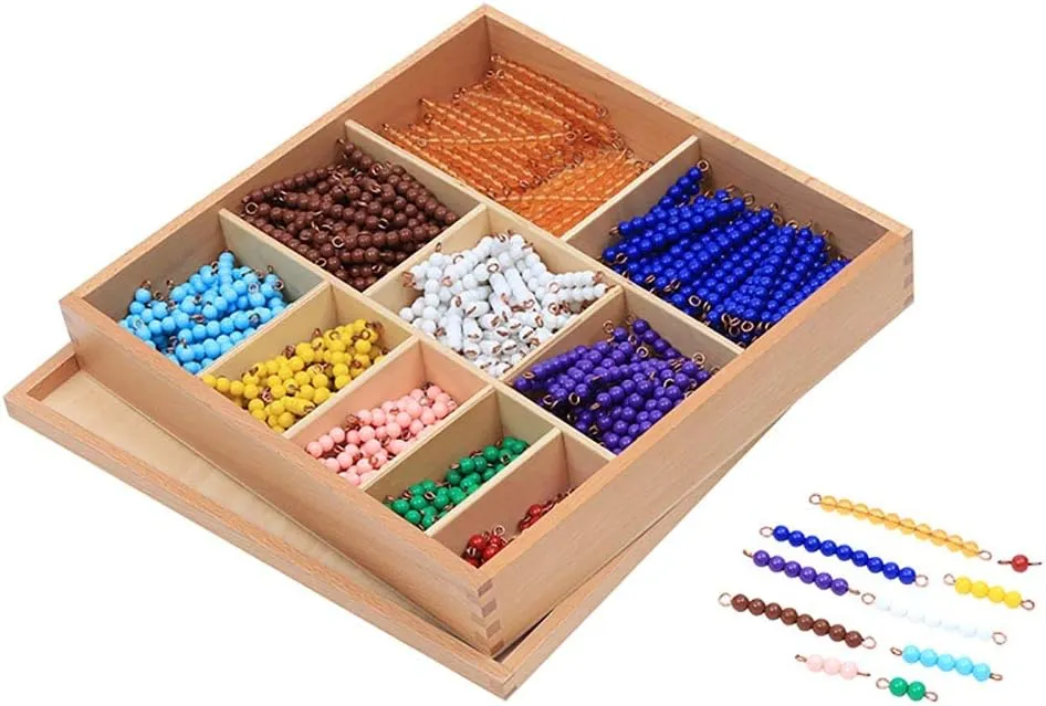Montessori Math Beads luxury datebase toward depredation dozen Toys Materials for Toddlers Kids Montessori Bead Decanomial Box 