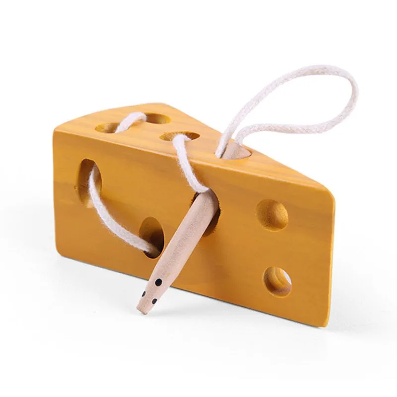 Montessori Wooden threading cheese toy