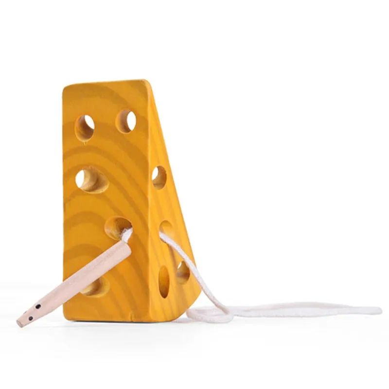 Montessori Wooden threading cheese toy