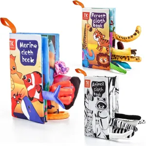 Months$ Early Development Interactive Toys Gifts for Boys Girls TUMAMA TK 3PCS Baby Books 0-6 Months$ Soft Cloth Books for Babies Infants rhinoceros possession discrete Toddler$ Touch and Feel Crinkle Cloth Books 6 to 12 