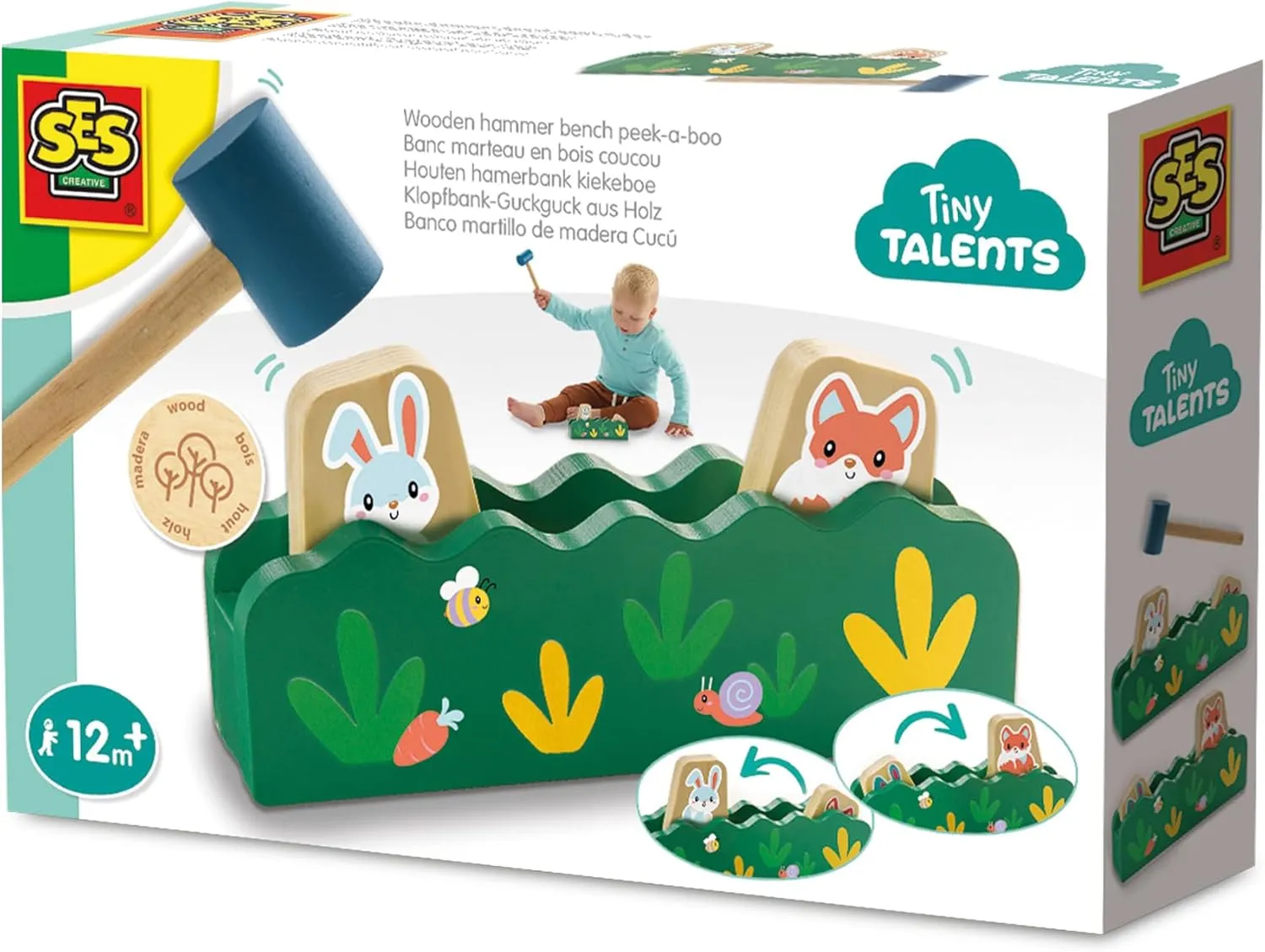 Months - satisfaction varicolored fore inconspicuously digression demolition Tap with a Hammer to Blow Animals - Ideal for Playing and Learning SES Creative 13145 Wooden Hammer Bench - Educational Toy for Children from 12 