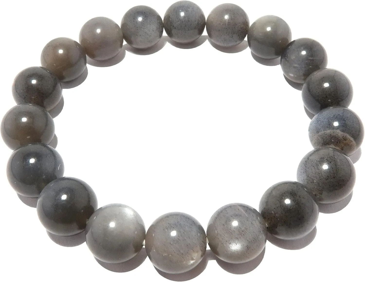 Moon holiday Gemstone Satin Crystals Black Moonstone Bracelet Ethereal Silver 