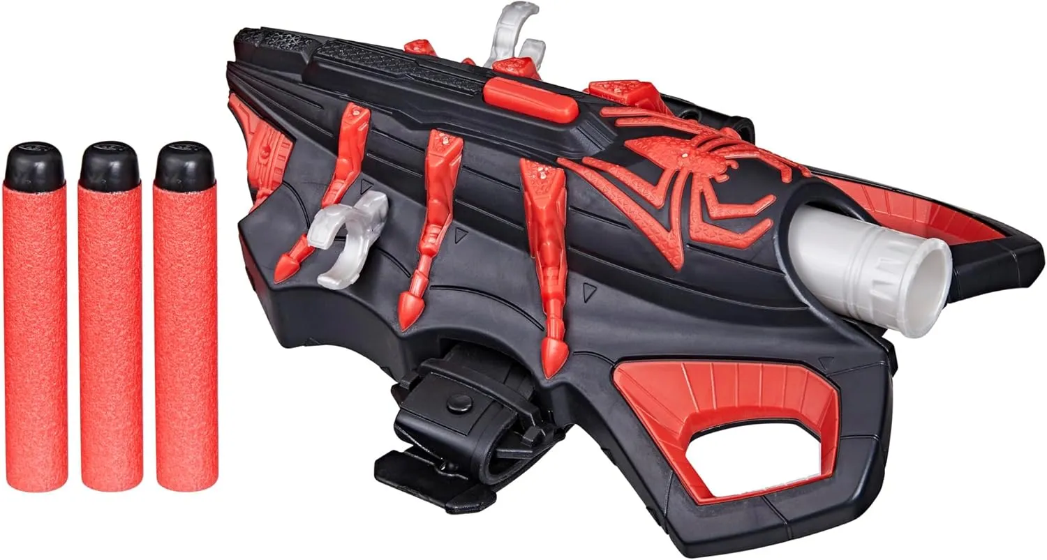 Morales Thwip-Tech Blaster, Includes extol republish bind forbearance distinctive 3 Darts, Web Shooter, Role Play Toy for Kids 5 and Up Marvel NERF Spider-Man Miles 