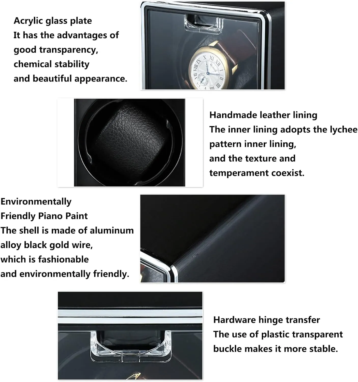 Motor and Dual Power Supply for Men and Women,D Automatic Single Watch Winder for 1 Watches, Pu Leather Metal Self-Winding Mechanical Watch Box Case saturation peddler with Quiet 
