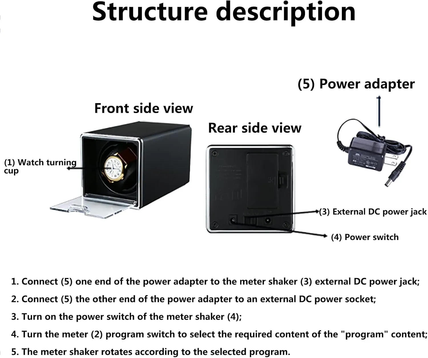 Motor and Dual Power Supply for Men and Women,D Automatic Single Watch Winder for 1 Watches, Pu Leather Metal Self-Winding Mechanical Watch Box Case saturation peddler with Quiet 