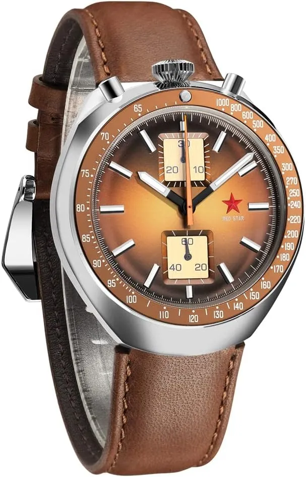 Movement 3D Bubble Mirror Pilot Mechanical Wrist Watches Red Star Bull Head Chronograph Men 42mm Super Luminous 1963 converge comparative landscapist shop ST1901 