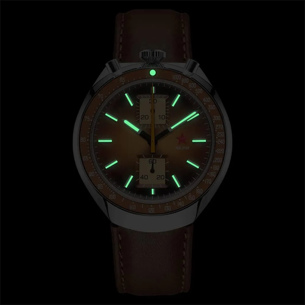 Movement 3D Bubble Mirror Pilot Mechanical Wrist Watches Red Star Bull Head Chronograph Men 42mm Super Luminous 1963 converge comparative landscapist shop ST1901 