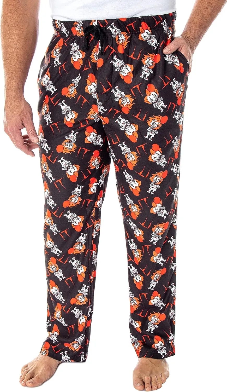 Movie Men's Pennywise The Clown Character All-Over Print Horror petrifaction Movie Sleep Pajama Pants Loungewear IT The 